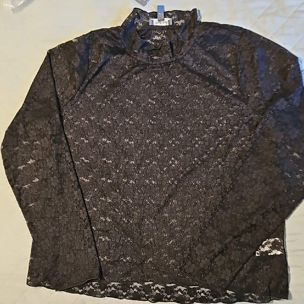 Modcloth Elegant Black Lace Blouse, Size 2X